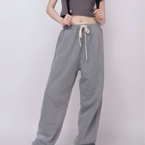 Solid Color High Waist Jazz Dance Pants for Women - Elastic Straight Casual Hip-Hop Street Style Sweatpants