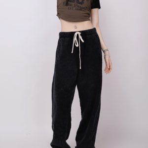 Solid Color High Waist Jazz Dance Pants for Women - Elastic Straight Casual Hip-Hop Street Style Sweatpants