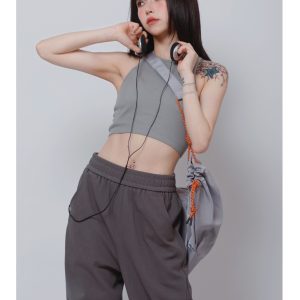Solid Color Sleeveless Yoga Fitness Top for Women - Slim Fit, Flattering Round Neck, Short Style for Spicy Girl Vibes