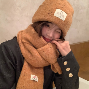 Solid Color Wool Blend Hat and Scarf Set for Women - Thick and Warm Autumn Winter Accessories, Korean Style, Cozy and Chic