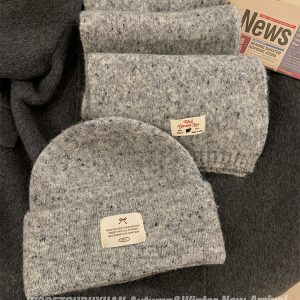 Solid Color Wool Blend Hat and Scarf Set for Women - Thick and Warm Autumn Winter Accessories, Korean Style, Cozy and Chic