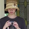 South France Garden Color-Block Woven Sun Hat - Vacation-Ready Hollow Design for Sun Protection