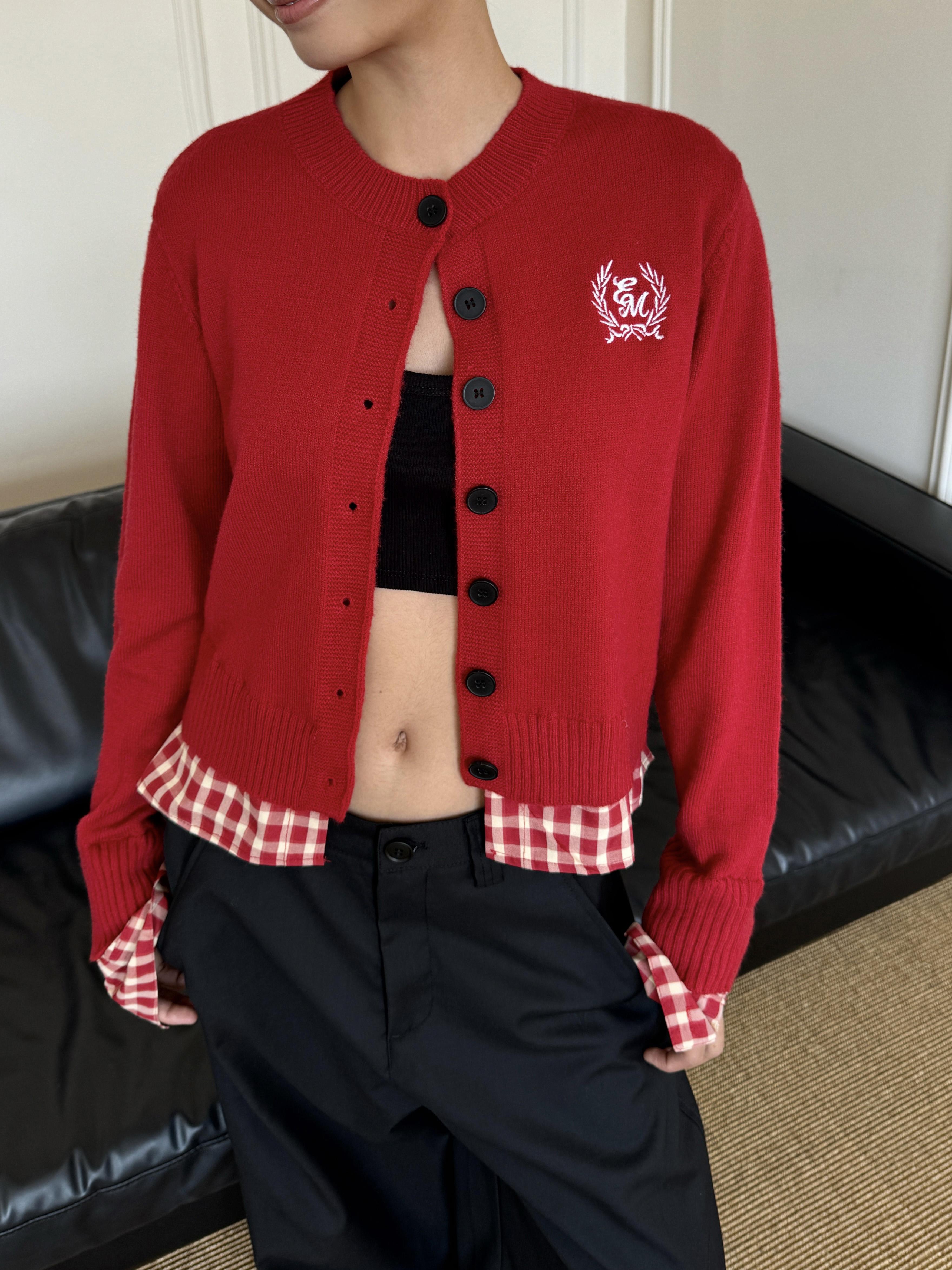 Spicy College Style Knitted Cardigan Sweater - Loose Fit, Spliced Two-Piece for Autumn/Winter Fashion