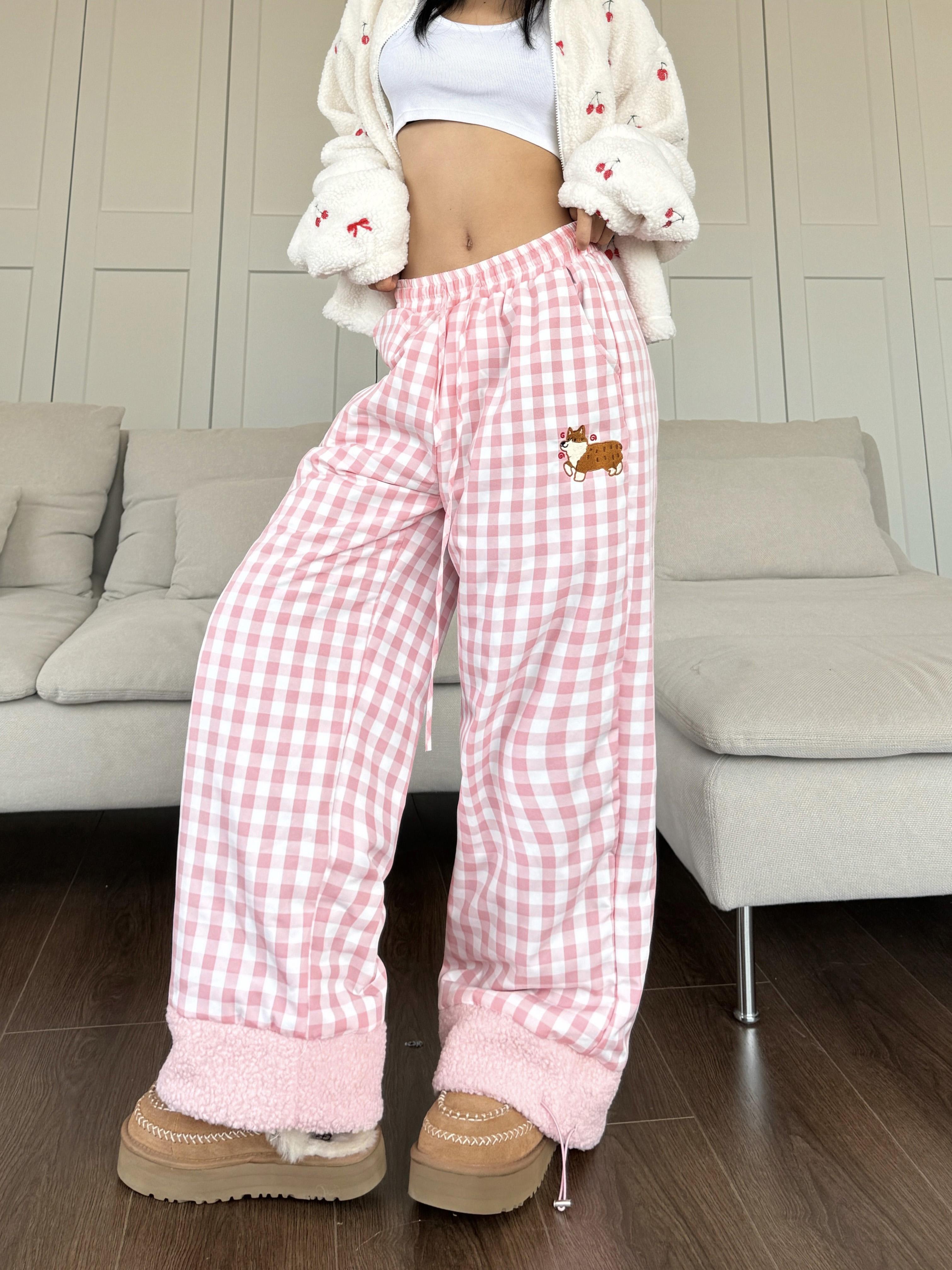 Spicy Winter Lamb Wool Plaid Cotton Pants - Loose Fit, Warm, Thick, Windproof for Cold Weather Fashion