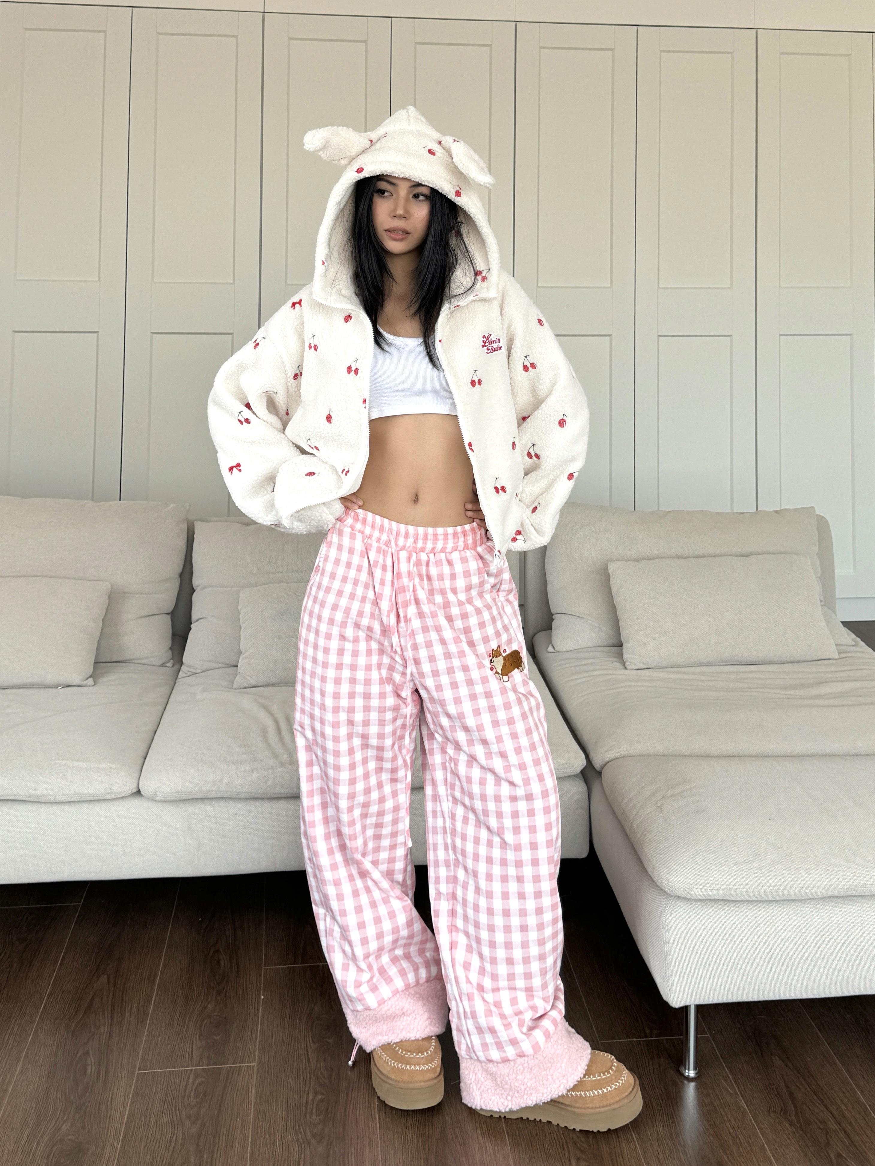 Spicy Winter Lamb Wool Plaid Cotton Pants - Loose Fit, Warm, Thick, Windproof for Cold Weather Fashion
