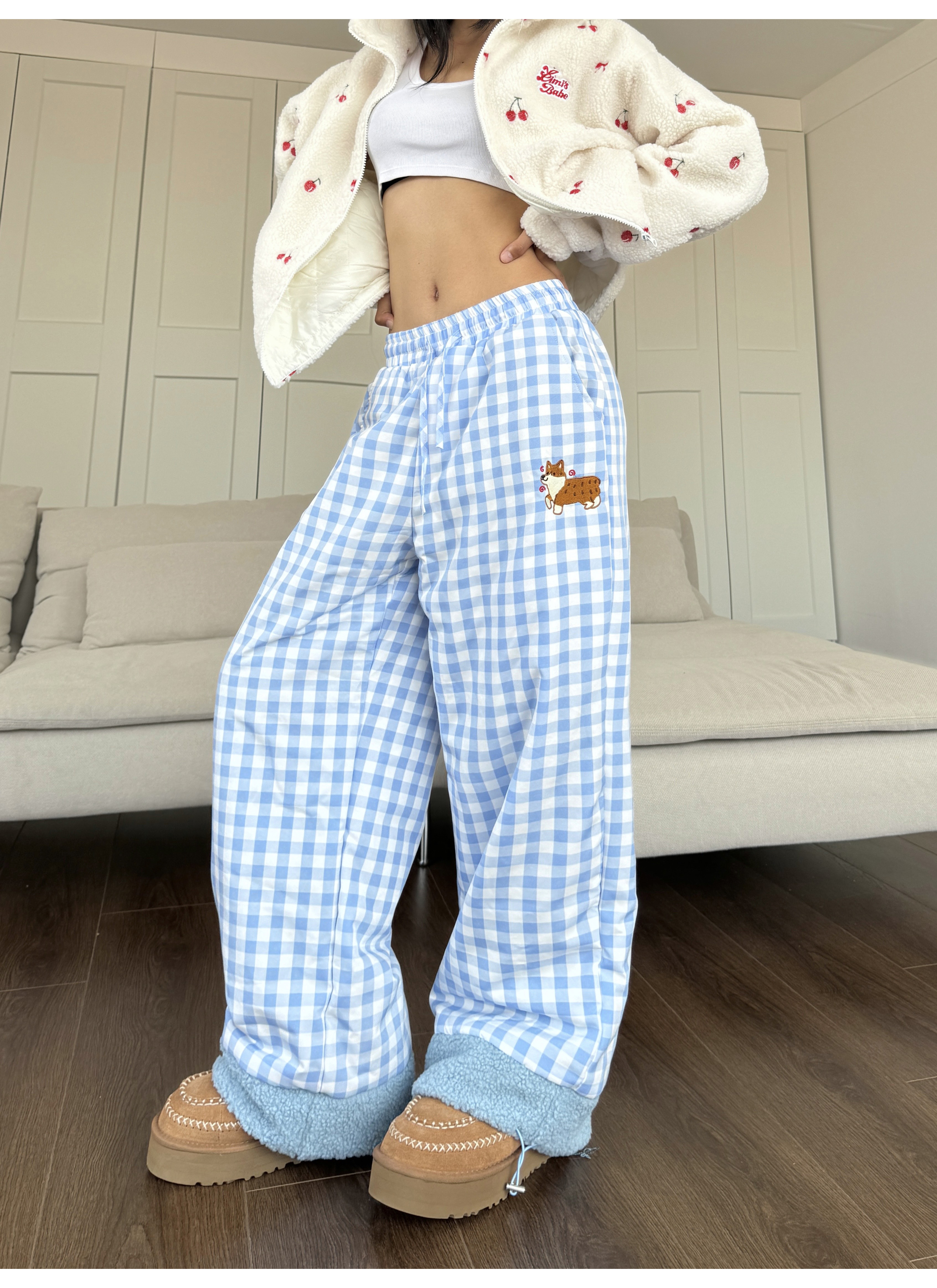 Spicy Winter Lamb Wool Plaid Cotton Pants - Loose Fit, Warm, Thick, Windproof for Cold Weather Fashion