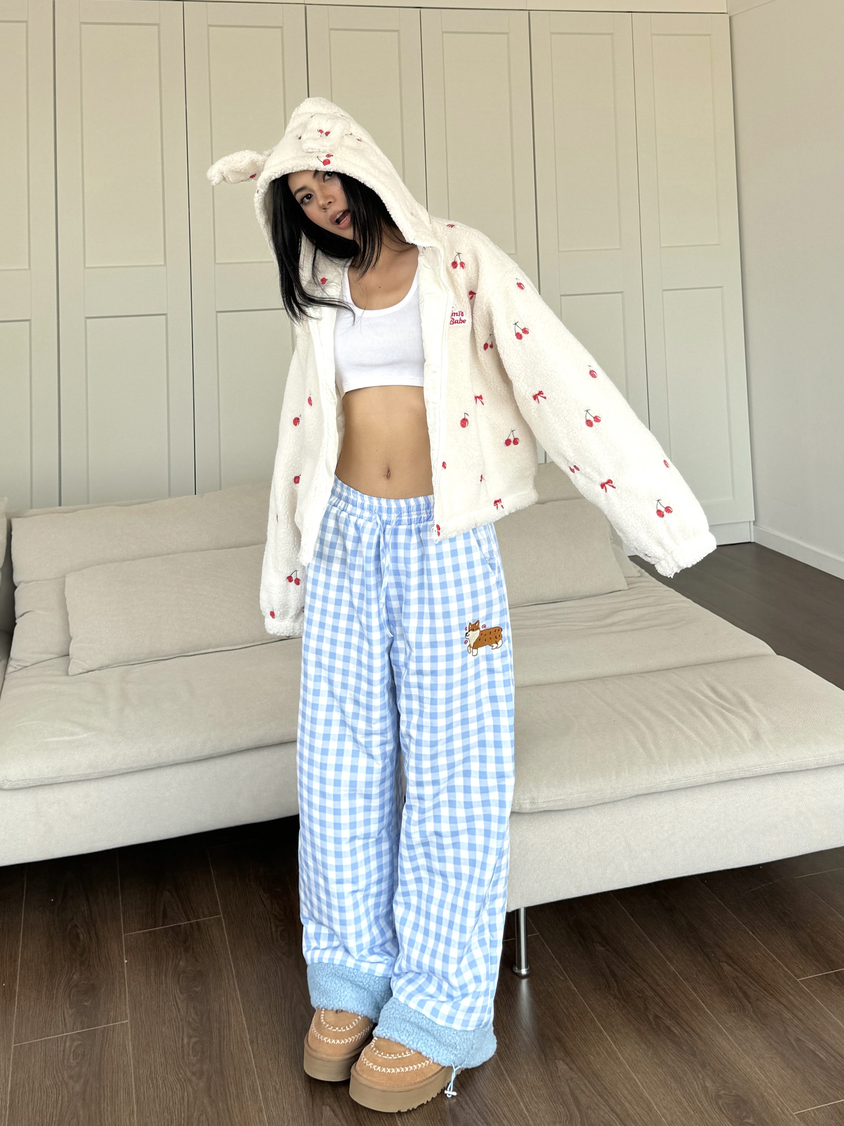 Spicy Winter Lamb Wool Plaid Cotton Pants - Loose Fit, Warm, Thick, Windproof for Cold Weather Fashion