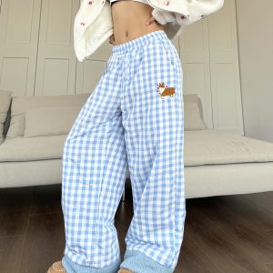 Spicy Winter Lamb Wool Plaid Cotton Pants - Loose Fit, Warm, Thick, Windproof for Cold Weather Fashion