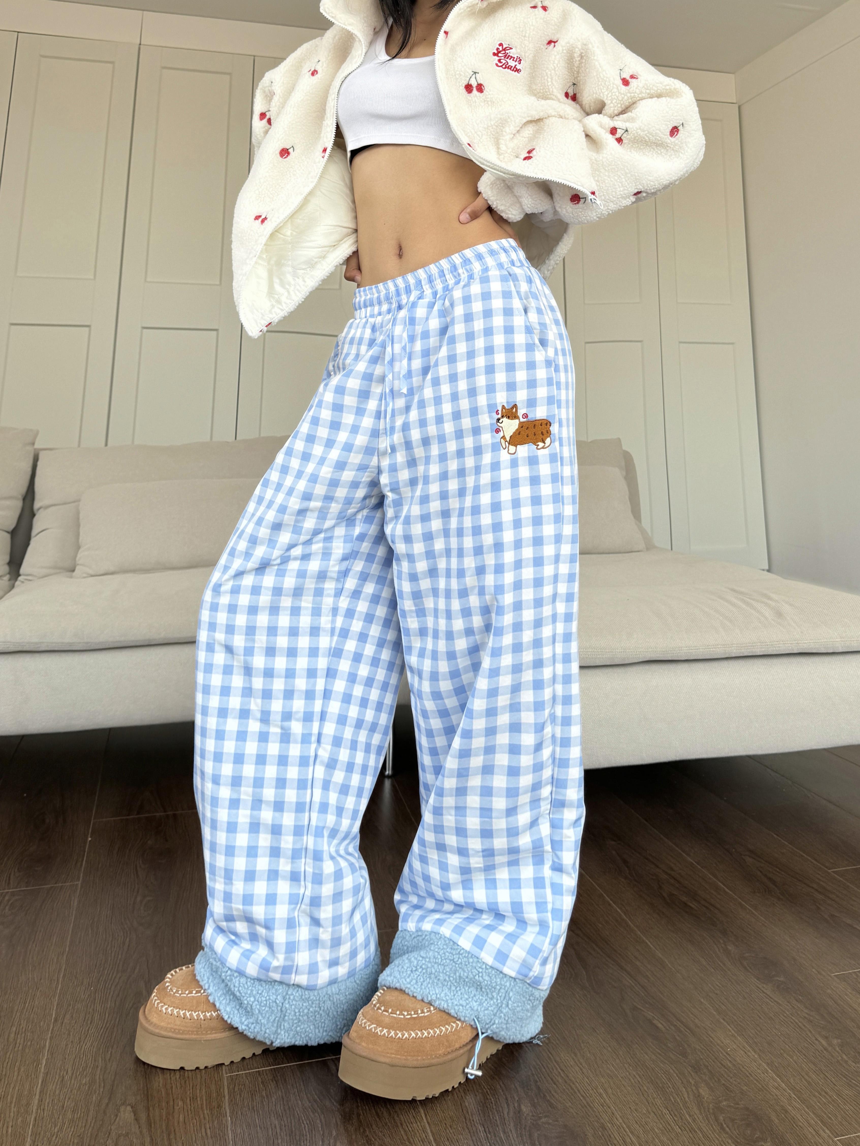 Spicy Winter Lamb Wool Plaid Cotton Pants - Loose Fit, Warm, Thick, Windproof for Cold Weather Fashion