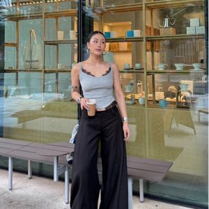 Spliced Lace Camisole Women's Summer Low-Cut Sexy Top - Trendy Y2K Style