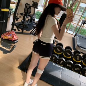 Sporty Girl Bodysuit & Shorts Set in Navy Blue and White Retro Lightweight Style – Perfect for Y2K and Casual Outfits