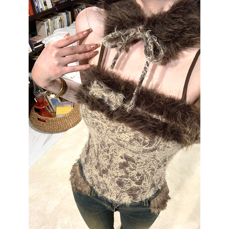 Square Design Dreamcatcher Heavy Lace Camisole for Women - Retro Y2K Style Outerwear Top