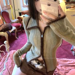 Square Gradient Color Block Cardigan Sweater - Retro Knitted Top for a Casual Layered Look, Perfect for 90s and Y2K Styles