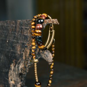 Stacked Tiger's Eye Bracelet for Men & Retro Cat's Eye Multi-Color Bead Bracelet for Women - Unique Boho Style Jewelry