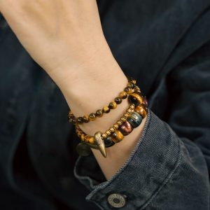 Stacked Tiger's Eye Bracelet for Men & Retro Cat's Eye Multi-Color Bead Bracelet for Women - Unique Boho Style Jewelry