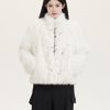 Stand Collar Fur Coat for Women, Soft Fluffy Cotton Jacket, Autumn Winter Fashion, Cozy Outerwear