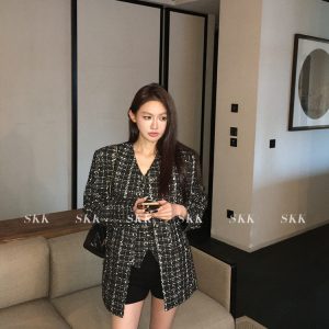 Starry Wool French Style Plaid Coat and Boucle Vest Set - Chic 90s Inspired Outerwear for Effortless Layering