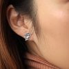 Sterling Silver 925 Thai Relief Ear Studs - Three-Dimensional Auspicious Cloud Design, Multi-Layered Personality Earrings