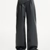 Straight Leg Slim Black Leather Pants - Loose Fit Casual Wide Leg Trousers for Autumn Winter - Y2K Fashion Essential