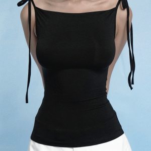 Strap Tank Top for Women - Simple Solid Color, Slim Fit, Versatile Summer Style, European and American Trendy Look