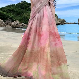 Strapless Greek Goddess Dress with Flowing Long Skirt - Elegant Beach Dress for Women, Perfect for Summer Seaside Vacation
