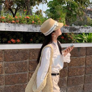 Straw Woven Shoulder Bag for Women - Handmade Summer Casual Tote, Large Capacity, Versatile 2024 Style