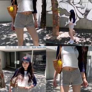 Striped A-line Shorts - Playful Casual Summer Style for Women, Perfect for Nautical Looks and Everyday Wear
