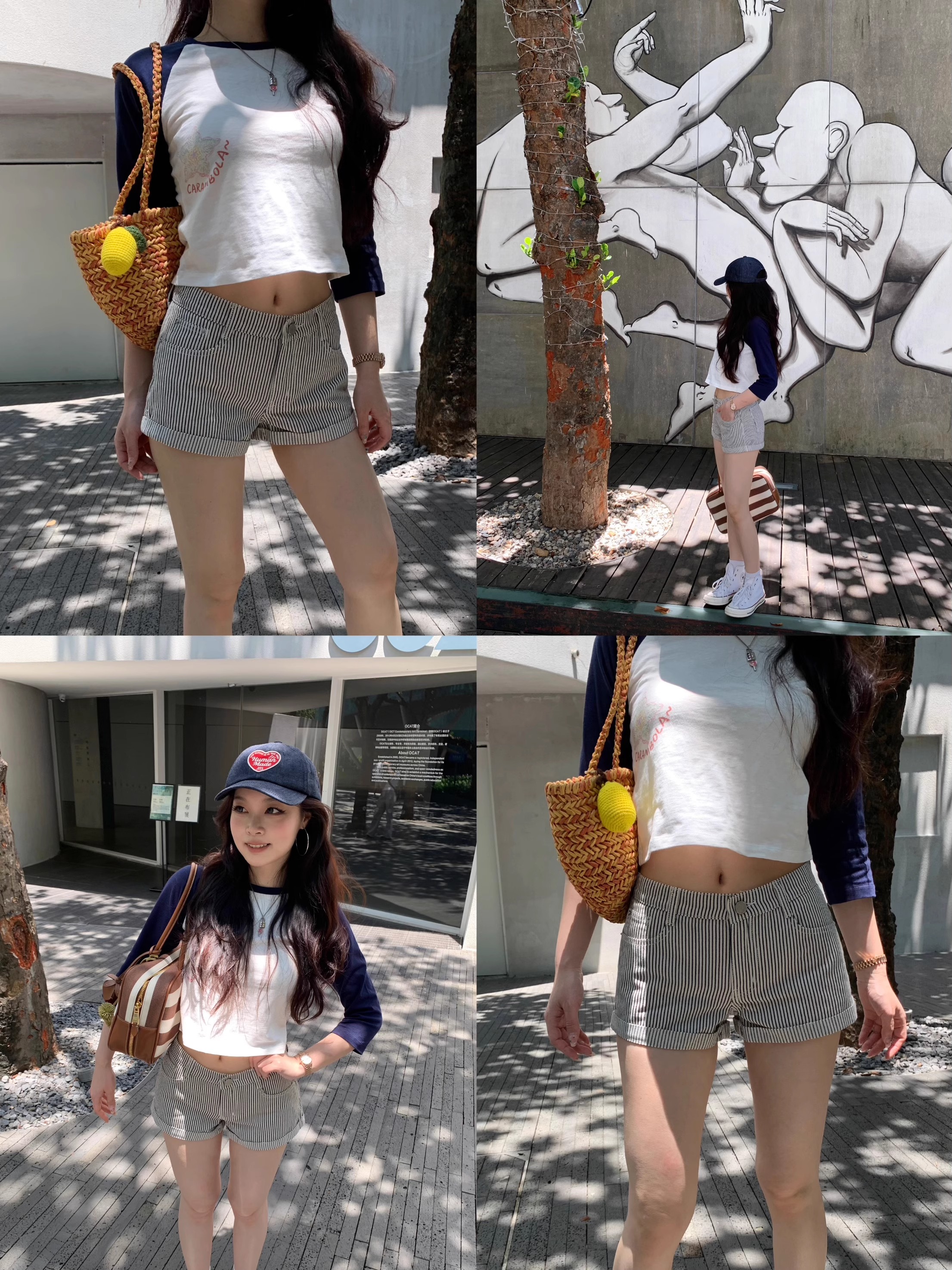 Striped A-line Shorts - Playful Casual Summer Style for Women, Perfect for Nautical Looks and Everyday Wear