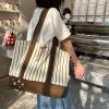 Striped Knitted Large Capacity Tote Bag for Commuting - Southern France Wheat Wave Design - Stylish Shoulder Bag