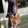 Striped Woolen Shoulder Crossbody Bag - Lazy Versatile Large Capacity Messenger Bag for Everyday Style