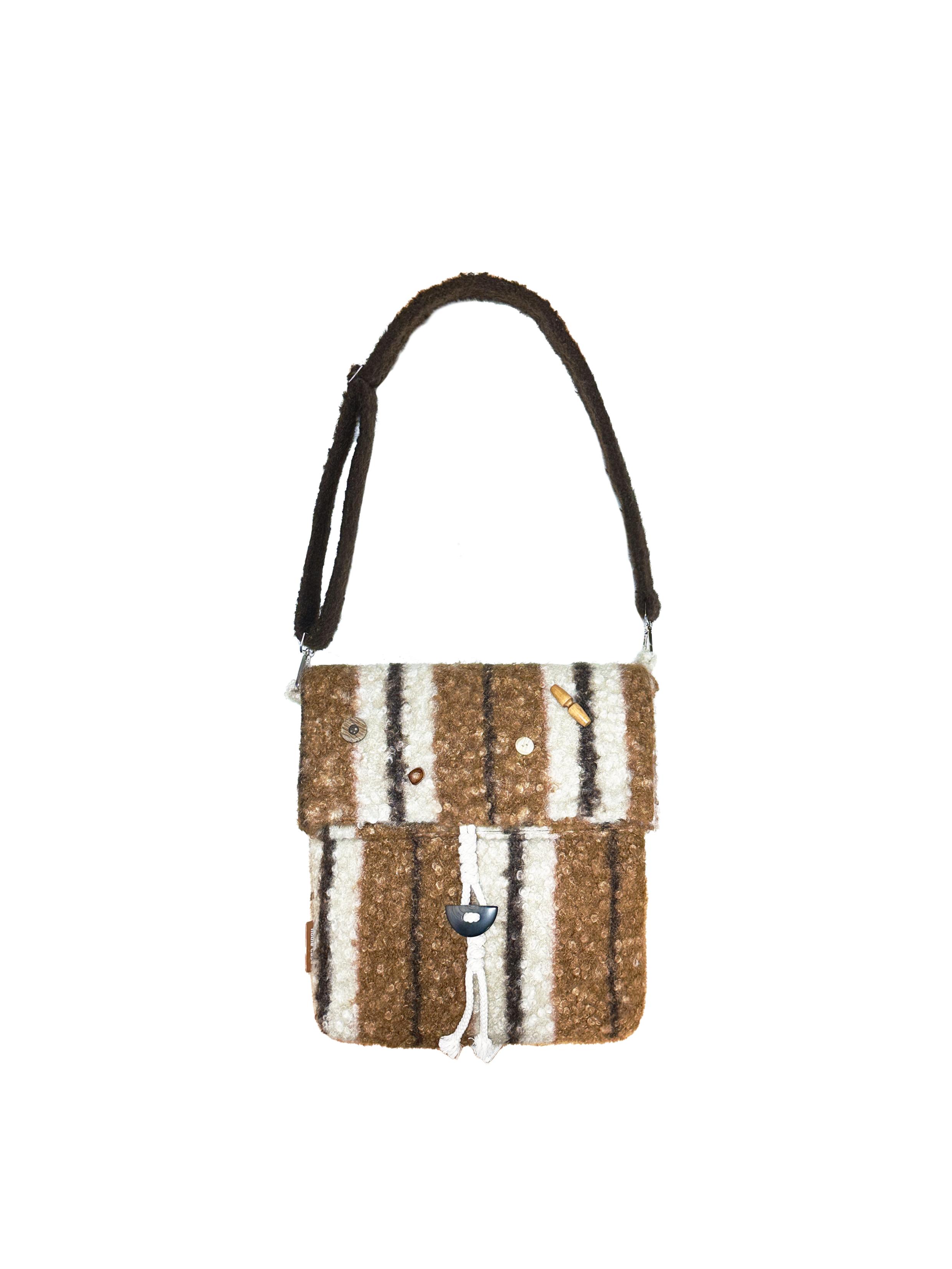 Striped Woolen Shoulder Crossbody Bag - Lazy Versatile Large Capacity Messenger Bag for Everyday Style
