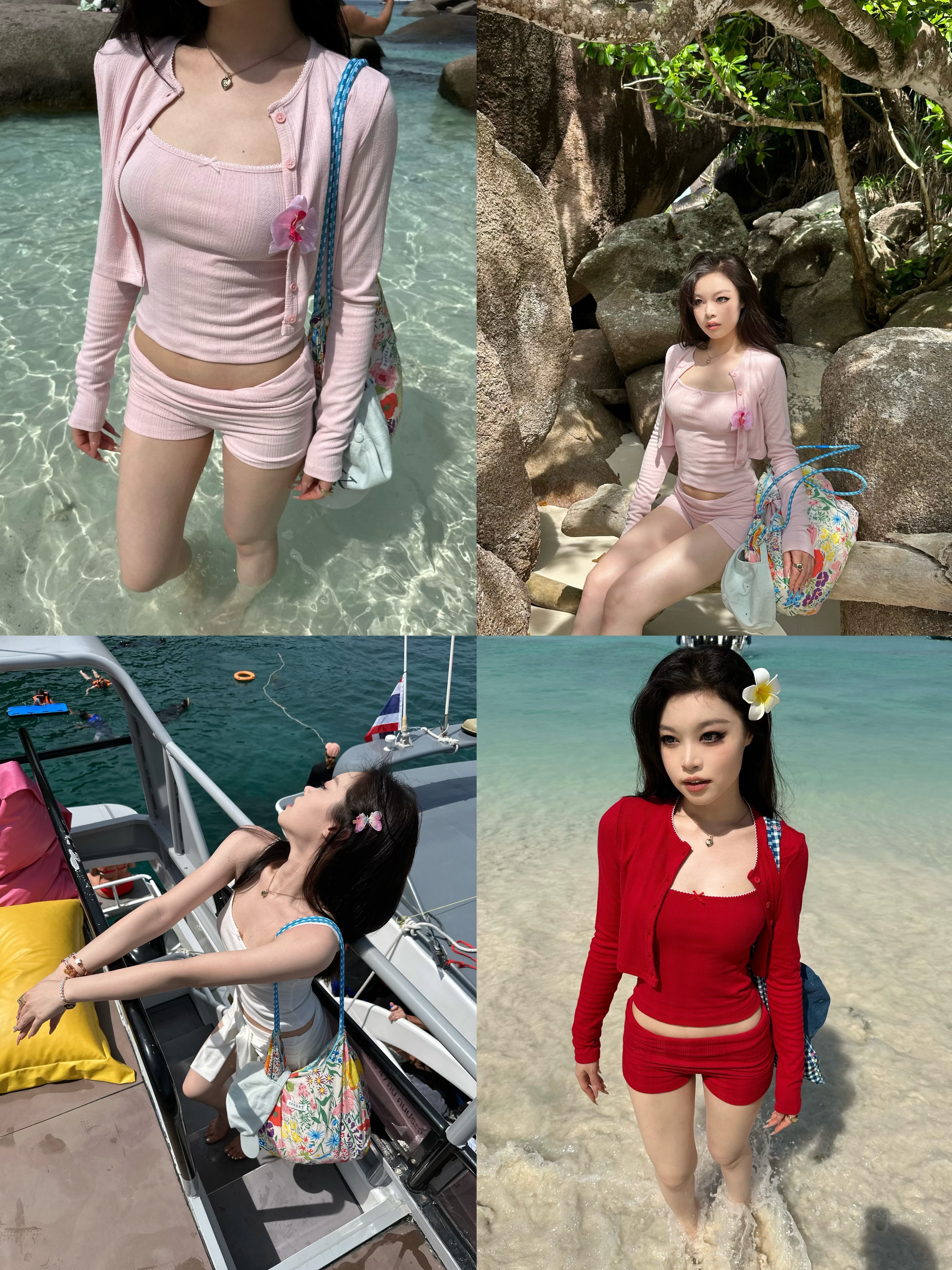 Stunning 4-Color Jacquard Summer Set - Trendy and Elegant Fashion for Your Passionate, Brilliant Style