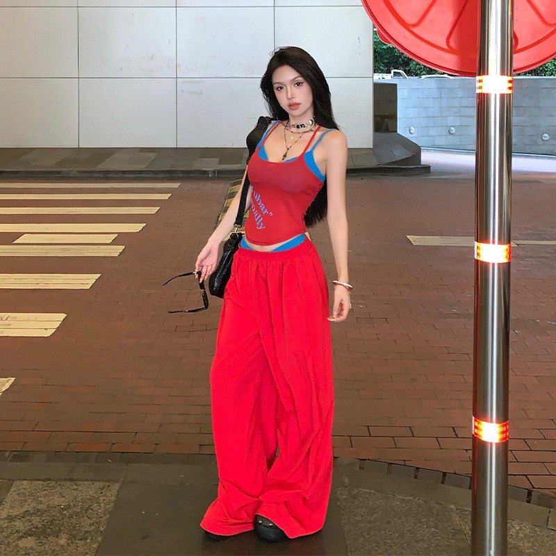 Stunning Strapless Halter Top Layered Camisole & Casual Work Pants Summer Outfit for Women