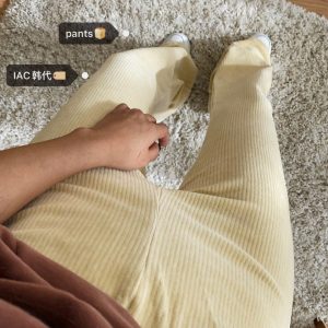Stylish Korean Style Bootcut Flared Pants in Soft Corduroy Fabric - Comfortable Vintage-Inspired Women's Trousers