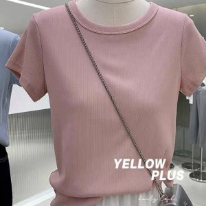 Stylish Women's Short Sleeve T-Shirt - Versatile Age-Reducing Basic Top for Summer - High-End Casual Wear