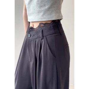 Summer 2025 Wide-Leg Lace Pants for Women - Cool Feeling, Thin Relaxed Floor-Length Casual Trousers