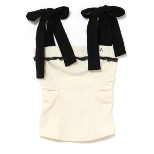 Summer and Mary Japanese Lace Trim Bow Tie Strap Camisole Top - Niche Design for Stylish Summer Looks