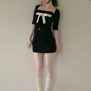 Summer Japanese Sweet Waist-Cinching Knitted Cardigan & Bodycon Skirt Set - Trendy Matching Outfit for Y2K & Korean Style Fashion