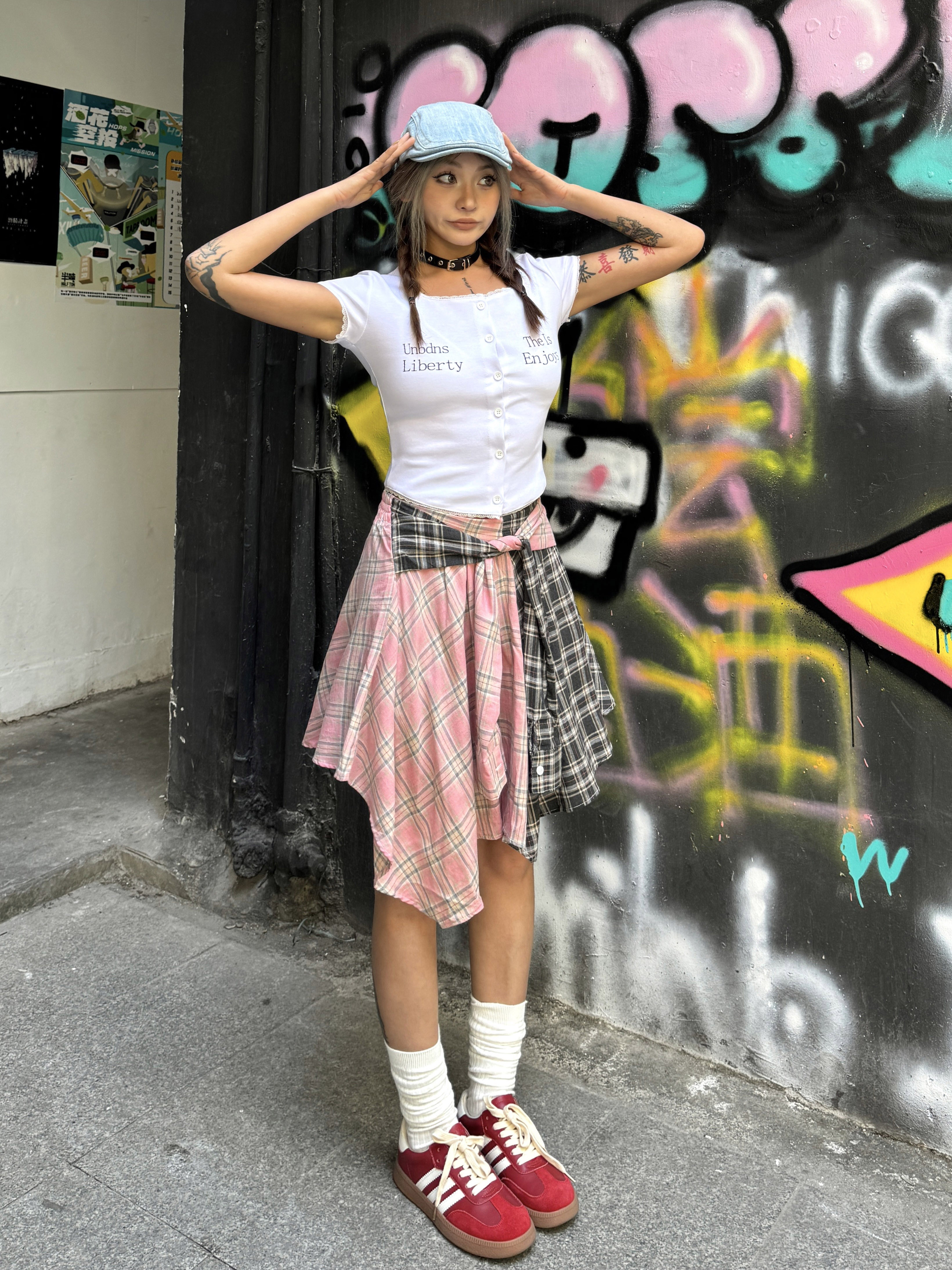 Summer Mini Skirt - Vintage Plaid A-Line with Tie-Up Detail, Slim Fit for a Trendy 90s Inspired Look