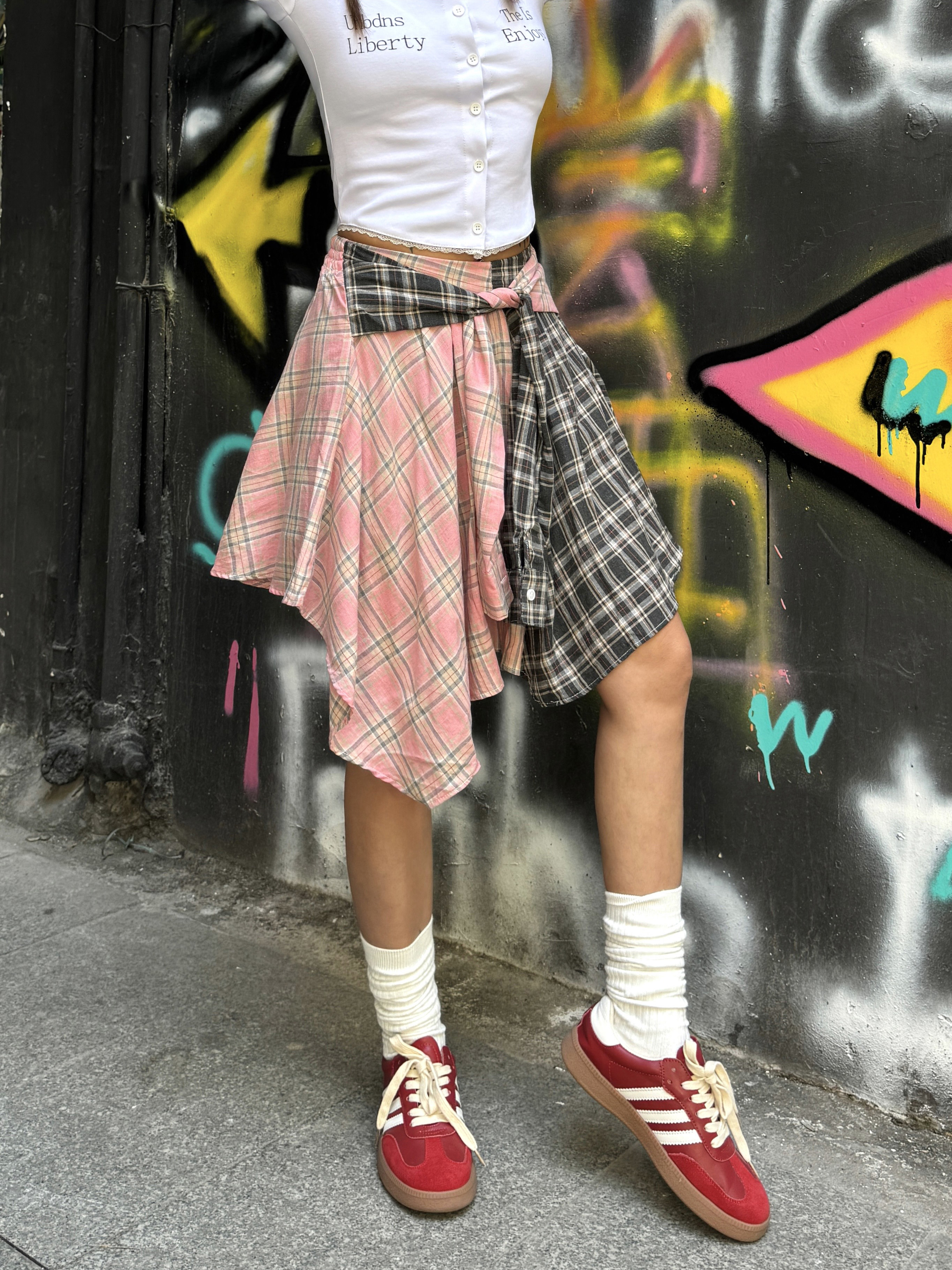 Summer Mini Skirt - Vintage Plaid A-Line with Tie-Up Detail, Slim Fit for a Trendy 90s Inspired Look