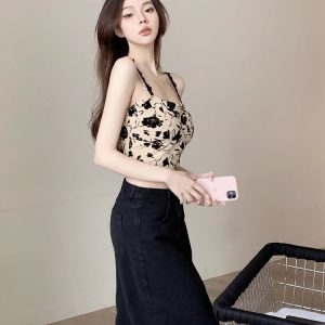 Summer Short Crop Top Camisole for Women, Unique Plush Design, Perfect for Petite Figures, Trendy and Distinctive Style
