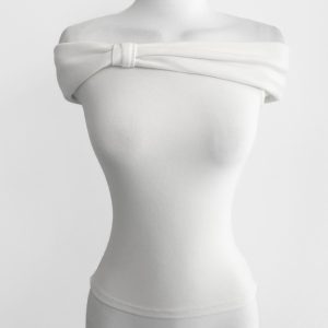 Summer Slim-Fit Off-Shoulder Top with Bow and Pleated Polka Dot Skirt - Unique Korean Style Fashion