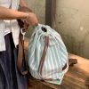 Summer Striped Drawstring Backpack - Canvas Large Capacity Versatile Bookbag for Travel and Daily Use
