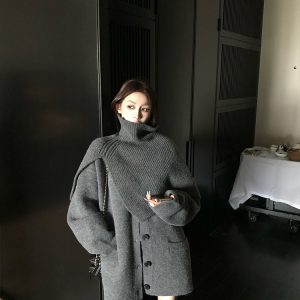 Sunset Harbor Knitted Cardigan Sweater for Women, Loose Shawl Style, Cozy Spring & Winter Layering, Casual Fashion Essential