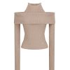 Sweet and Spicy Style Halter Neck Off-Shoulder Solid Color Fitted Knit Top and Skirt Set - Korean Style Fashion