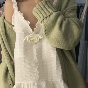 Sweet Lotus Leaf Edge Camisole with Cute Ruffle Details - Korean Style, Perfect for Layering or Wearing Alone, Trendy Y2K Fashion Piece