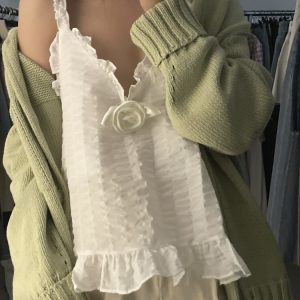 Sweet Lotus Leaf Edge Camisole with Cute Ruffle Details - Korean Style, Perfect for Layering or Wearing Alone, Trendy Y2K Fashion Piece