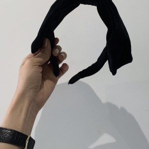 Sweet Velvet Big Bow Black Ribbon Headband - Korean Style, Cute Fashion Accessory for Women and Girls