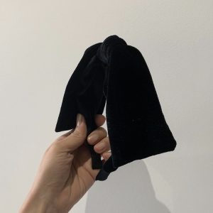 Sweet Velvet Big Bow Black Ribbon Headband - Korean Style, Cute Fashion Accessory for Women and Girls