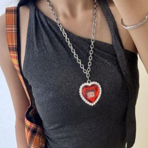 Sweetheart Cool Heart Necklace - Personalized Creative Collarbone Chain, Versatile Niche Design for Sweaters & Y2K Fashion Accessories